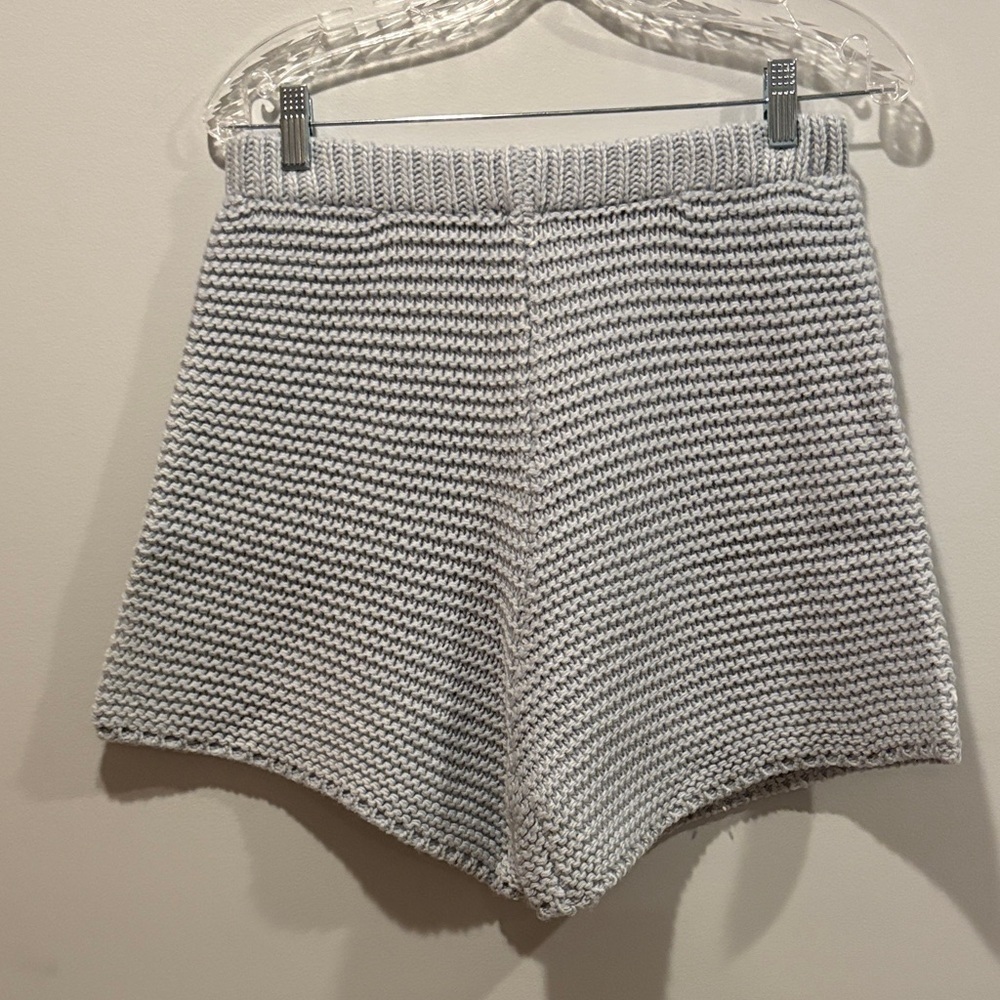 Sabo Skirt High Waist Knit Shorts in Light Gray